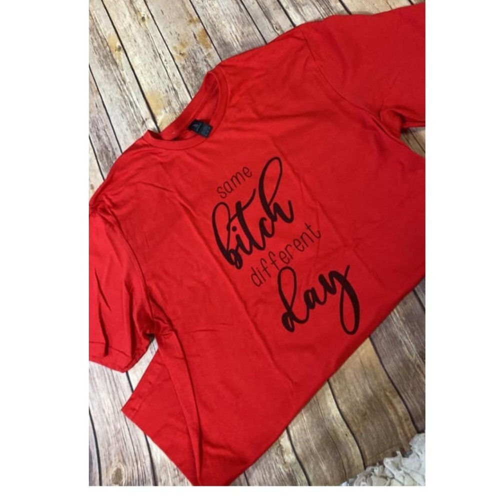 Sarcastic Graphic Tshirt Same B Different Day Red Medium